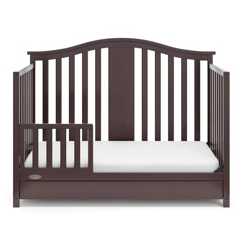 그라코 Graco Solano 4-in-1 Convertible Crib with Drawer - Converts to Daybed, Toddler Bed, and Full Size Bed, Undercrib Storage Drawer, Adjustable Mattress Height, Espresso