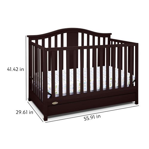 그라코 Graco Solano 4-in-1 Convertible Crib with Drawer - Converts to Daybed, Toddler Bed, and Full Size Bed, Undercrib Storage Drawer, Adjustable Mattress Height, Espresso