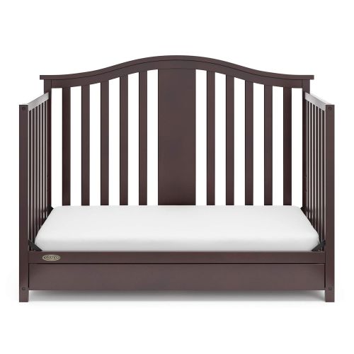 그라코 Graco Solano 4-in-1 Convertible Crib with Drawer - Converts to Daybed, Toddler Bed, and Full Size Bed, Undercrib Storage Drawer, Adjustable Mattress Height, Espresso