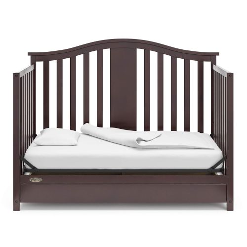 그라코 Graco Solano 4-in-1 Convertible Crib with Drawer - Converts to Daybed, Toddler Bed, and Full Size Bed, Undercrib Storage Drawer, Adjustable Mattress Height, Espresso