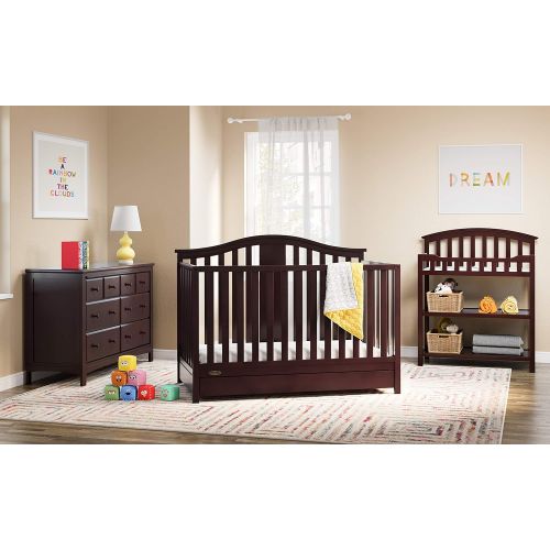 그라코 Graco Solano 4-in-1 Convertible Crib with Drawer - Converts to Daybed, Toddler Bed, and Full Size Bed, Undercrib Storage Drawer, Adjustable Mattress Height, Espresso