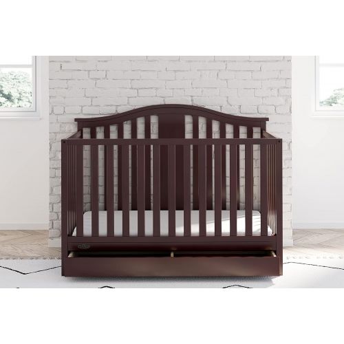 그라코 Graco Solano 4-in-1 Convertible Crib with Drawer - Converts to Daybed, Toddler Bed, and Full Size Bed, Undercrib Storage Drawer, Adjustable Mattress Height, Espresso