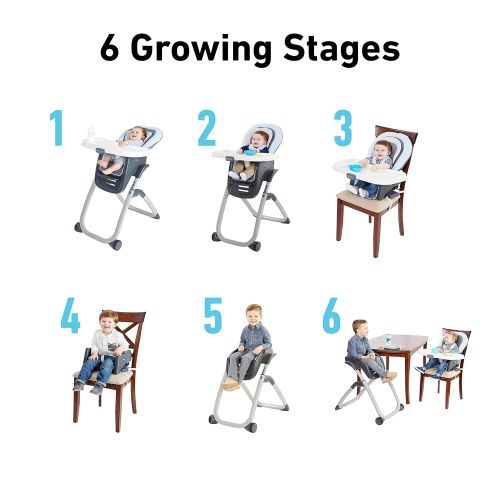 그라코 Graco DuoDiner DLX 6 in 1 High Chair Converts to Dining Booster Seat, Youth Stool, and More, Kagen , 28.25x24.25x43.25 Inch (Pack of 1)