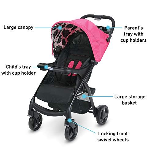그라코 Graco Verb Travel System Includes Verb Stroller and SnugRide 30 Infant Car Seat, Azalea