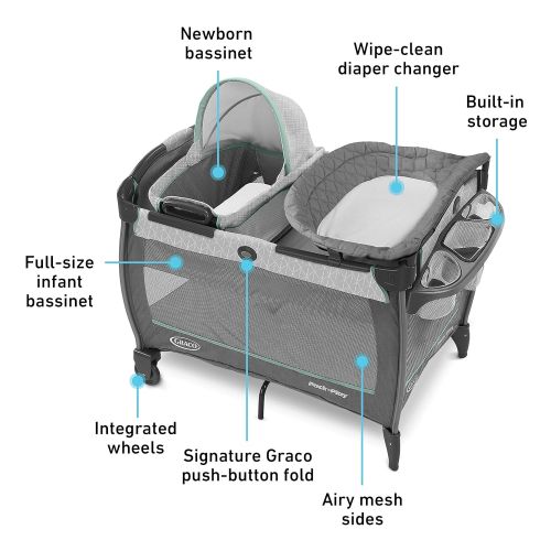 그라코 Graco Pack n Play Close2Baby Bassinet Playard Features Portable Bassinet Diaper Changer and More, Derby