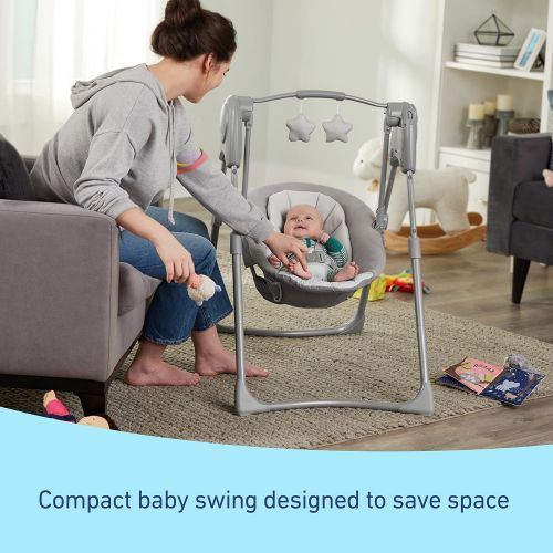 그라코 Graco Slim Spaces Compact Baby Swing, Reign