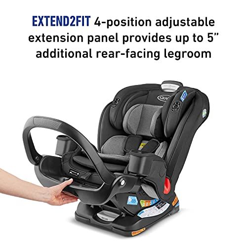 그라코 Graco Extend2Fit 3 in 1 Car Seat Featuring Anti-Rebound Bar Ride Rear Facing Longer, Up to 50 Pounds, Polly