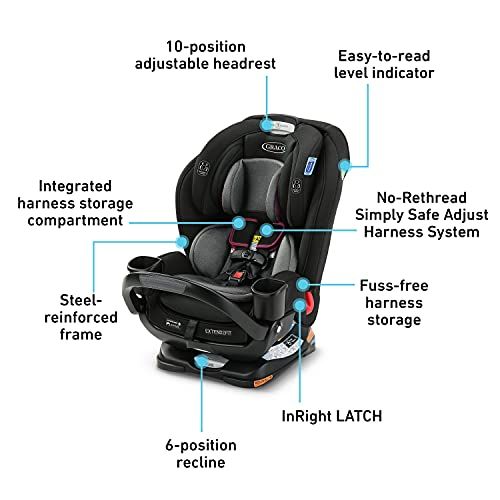 그라코 Graco Extend2Fit 3 in 1 Car Seat Featuring Anti-Rebound Bar Ride Rear Facing Longer, Up to 50 Pounds, Polly