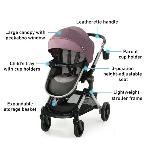 그라코 Graco Modes Nest Travel System Includes Baby Stroller with Height Adjustable Reversible Seat, Bassinet Mode, Lightweight Aluminum Frame and SnugRide 35 Lite Elite Infant Car Seat,