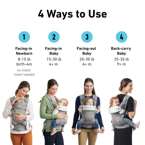 그라코 Graco Cradle Me 4 in 1 Baby Carrier Includes Newborn Mode with No Insert Needed, Black Onyx