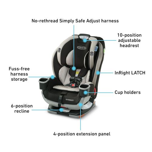 그라코 Graco Extend2Fit 3-in-1 Car Seat, Stocklyn , 20.75x19x24.5 Inch (Pack of 1)