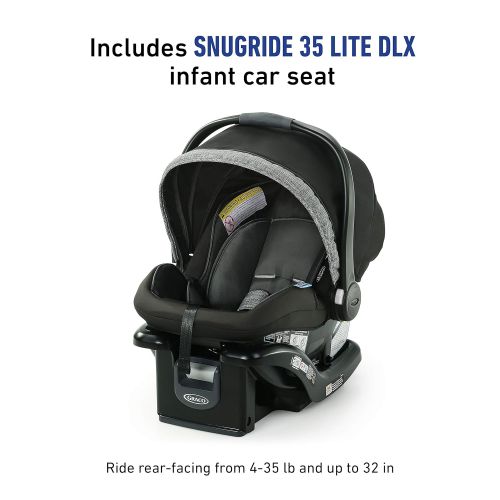 그라코 Graco Modes Pramette Travel System Includes Baby Stroller with True Bassinet Mode, Reversible Seat, One Hand Fold, Extra Storage, Child Tray and SnugRide 35 Infant Car Seat, Ellin