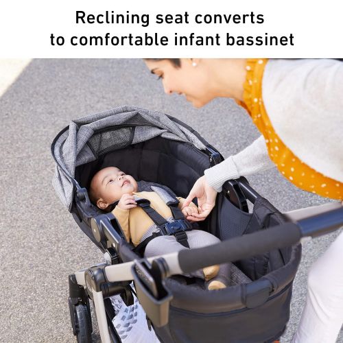 그라코 Graco Modes Pramette Travel System Includes Baby Stroller with True Bassinet Mode, Reversible Seat, One Hand Fold, Extra Storage, Child Tray and SnugRide 35 Infant Car Seat, Ellin