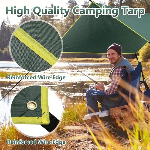  gracosy Waterproof Camping Tarp Sunshade UV Protection Lightweight Outdoor Adventure Hiking Camping Backpacking Picnic Tent Tarp