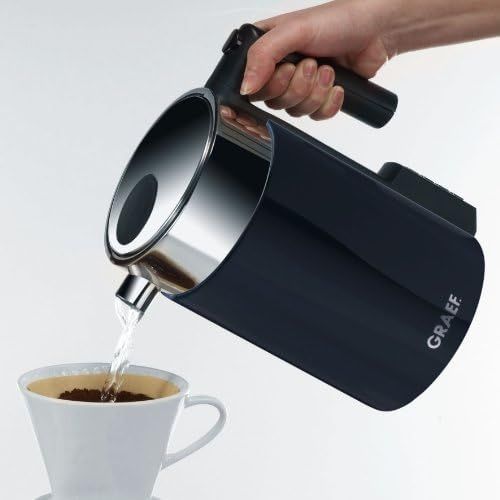  Graef Edelstahl Wasserkocher WK 702 mit Temperatureinstellung / Handbrueh-Taste fuer Filterkaffee / Edelstahl-Acryl, schwarz