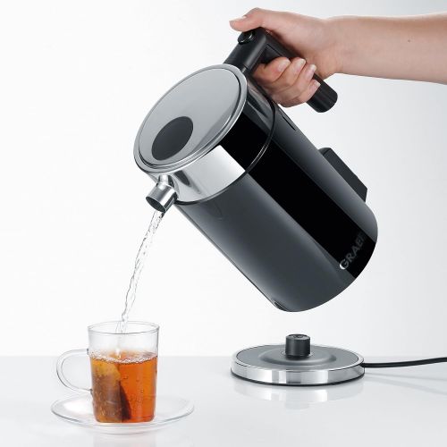  Graef Edelstahl Wasserkocher WK 702 mit Temperatureinstellung / Handbrueh-Taste fuer Filterkaffee / Edelstahl-Acryl, schwarz