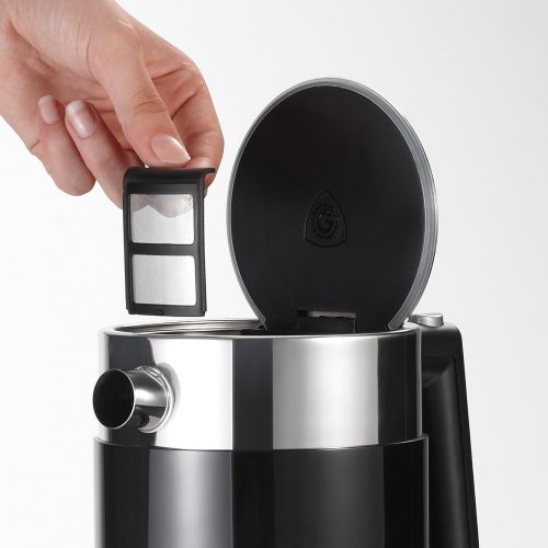  Graef Edelstahl Wasserkocher WK 702 mit Temperatureinstellung / Handbrueh-Taste fuer Filterkaffee / Edelstahl-Acryl, schwarz
