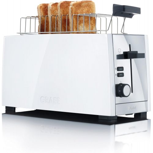  Gebr. Graef TO101EU 4 Scheiben Langschlitz Toaster, Edelstahl weiss