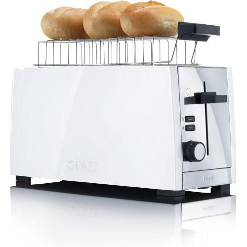  Gebr. Graef TO101EU 4 Scheiben Langschlitz Toaster, Edelstahl weiss