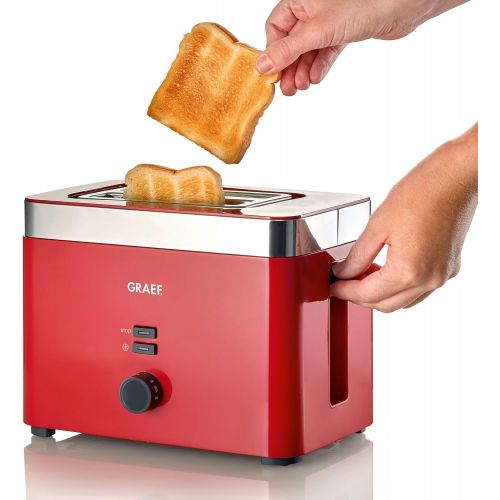  Graef TO63EU TO 63 2-Scheiben Toaster, Kunststoff, Rot