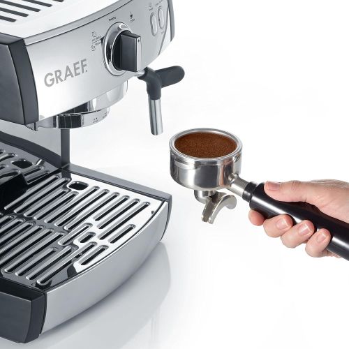  Graef ES702EU Siebtrager-Espressomaschine pivalla, 1410 W, 16 Bar, schwarz-matt/edelstahl