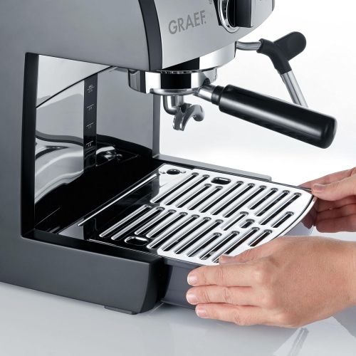  Graef ES702EU Siebtrager-Espressomaschine pivalla, 1410 W, 16 Bar, schwarz-matt/edelstahl