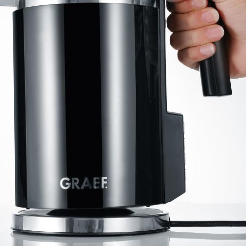  Graef Edelstahl Wasserkocher WK 702 mit Temperatureinstellung / Handbrueh-Taste fuer Filterkaffee / Edelstahl-Acryl, schwarz