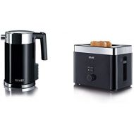 [아마존베스트]Graef Stainless steel kettle WK 702 with temperature setting / hand brew button for filter coffee / stainless steel acrylic, black & toaster TO 62, black