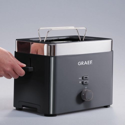  [아마존베스트]Graef Stainless steel kettle WK 702 with temperature setting / hand brew button for filter coffee / stainless steel acrylic, black & toaster TO 62, black