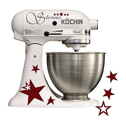  Grafix Aufkleber fuer den Kitchenaid Sterne Koechin Silbergrau - Bordeaux