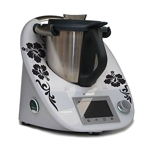  Grafix Aufkleber fuer den Thermomix TM5 - Hibiskus mit Ranke in anthrazit