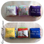 GramsCozyCorner Custom, handmade, fabric baby blocks, Soft stuffed, 4.5-5 inch, baby blocks,3 block set, embroidered,stats, personalized, crinkle panel