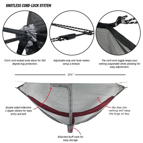  Grand Trunk Mozzy Net Lite, Black: Lightweight Portable Mosquito Bug Net for All Single and Double Hammocks