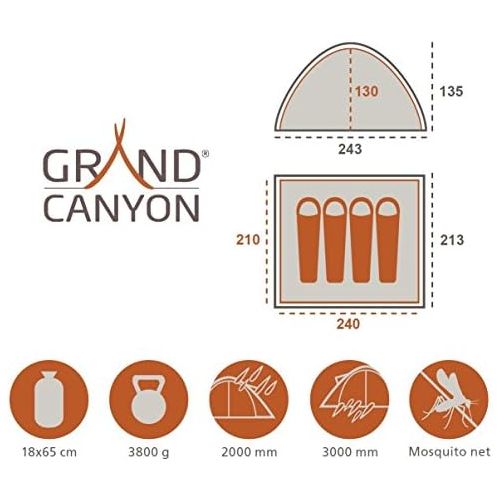  Grand Canyon Phoenix L - Kuppel-/ Igluzelt, 4 Personen, fuer Trekking, Camping, Outdoor, Festival, in verschiedenen farben