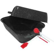Granite Ware GraniteWare 21 Inch Rectangular Covered Roaster and Roasting Tool Set, Includes Baster, Basting Brush, Instant Read Thermometer, and Spiral Lacers