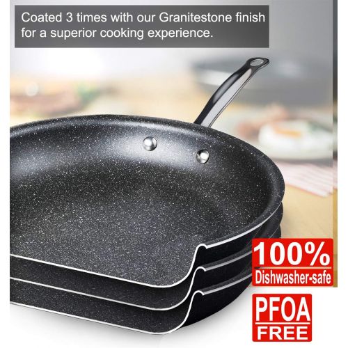  [아마존베스트]GRANITESTONE 5 Piece Cookware Set, Scratch-Proof, Nonstick Granite-coated, PFOA-Free As Seen On TV