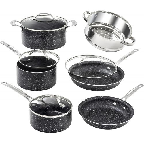  Granitestone 10 Piece Nonstick Cookware Set, Scratch-Resistant, Granite-Coated, Dishwasher and Oven-Safe Kitchenware, PFOA-Free Pots and Pans As Seen On TV