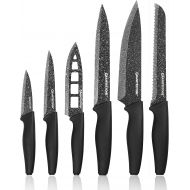 Nutriblade 6 PC Knife Set by Granitestone, Professional Kitchen Chef’s Knives with Ultra Sharp Stainless Steel Blades and Nonstick Granite Coating, Easy-Grip Handle, Rust-proof, Di