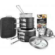 Granitestone Original Stackmaster 15 Piece Nonstick Cookware Set, Scratch Resistant Kitchenware, Pots and Pans, Induction-compatible, Dishwasher and Oven Safe, PFOA-Free As Seen On