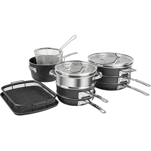  Granitestone Original Stackmaster 15 Piece Nonstick Cookware Set, Scratch Resistant Kitchenware, Pots and Pans, Induction-compatible, Dishwasher and Oven Safe, PFOA-Free As Seen On