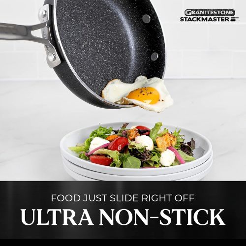  Granitestone Original Stackmaster 15 Piece Nonstick Cookware Set, Scratch Resistant Kitchenware, Pots and Pans, Induction-compatible, Dishwasher and Oven Safe, PFOA-Free As Seen On