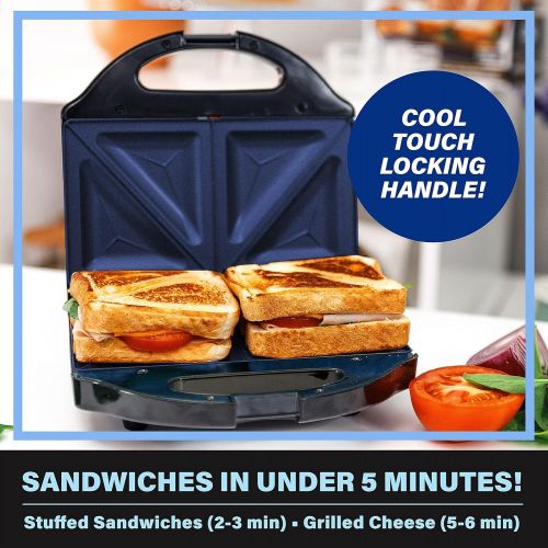  [아마존베스트]Granitestone Sandwich Maker, Toaster & Electric Panini Grill with Ultra Nonstick Mineral Surface - Makes 2 Sandwiches in Minutes with Virtually No Clean Up, with Easy Cut Edges and