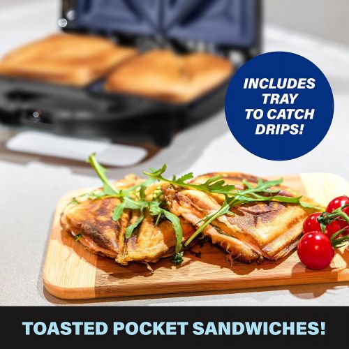  [아마존베스트]Granitestone Sandwich Maker, Toaster & Electric Panini Grill with Ultra Nonstick Mineral Surface - Makes 2 Sandwiches in Minutes with Virtually No Clean Up, with Easy Cut Edges and