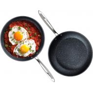 Granite Stone Professional Frying Pan Set, Hard Anodized Ultra Nonstick 10” & 11.5” Pro Chef’s Skillet Set, Durable Granite Surface Coated 3x and Infused with Minerals & Diamonds,