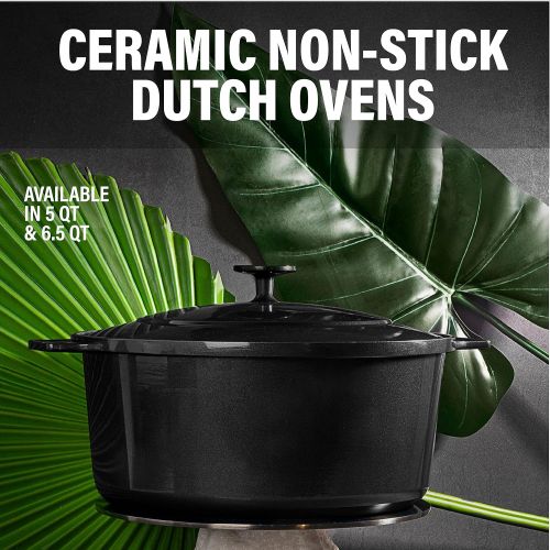  Granitestone Dutch Oven, 5 Quart Ultra Nonstick Enameled Lightweight Aluminum Dutch Oven Pot with Lid, Round 5 Qt. Stock Pot, Dishwasher & Oven Safe, Induction Capable, Healthy 100