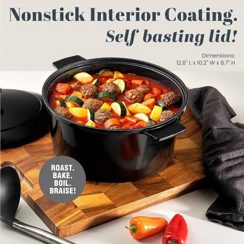  Granitestone Dutch Oven, 6.5 Quart Ultra Nonstick Enameled Lightweight Aluminum Dutch Oven Pot with Lid, Round 6.5 Qt. Stock Pot, Dishwasher & Oven Safe Induction Capable Healthy 1