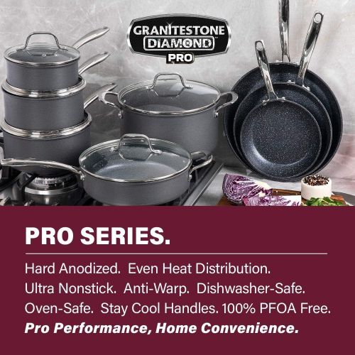  Granitestone Pro Pots and Pans Set 13 Piece Hard Anodized Premium Chef’s Cookware with Ultra Nonstick Diamond & Mineral Coating, Stainless Steel Stay Cool Handles Oven Dishwasher &