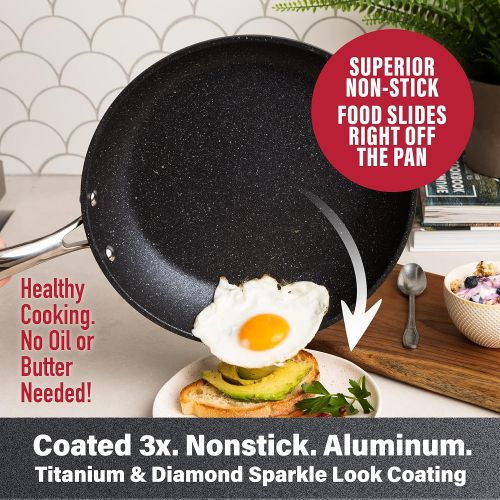  [아마존베스트]GRANITESTONE 10 Piece Nonstick Cookware Set, Scratch-Resistant, Granite-Coated, Dishwasher and Oven-Safe, PFOA-Free As Seen On TV