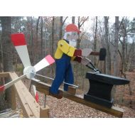 GranmaBs man blacksmith whirligig cedar, PT pine; painted, ready to mount - includes 16 mounting post