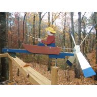 GranmaBs fishing whirligig cedar, PT pine; painted, ready to mount - includes 16 mounting post